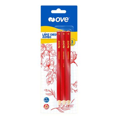 L&aacute;piz Chequeo Rojo Jumbo Ove X 3 Und