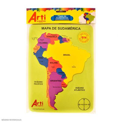 Juego Did&aacute;ctico Arti Creativo Encaje Microporoso Mapa Sudam&eacute;rica