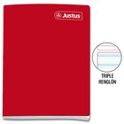 Cuaderno Triple Rengl&oacute;n Con Sombra Deluxe Justus A4 Rojo 80 Hojas